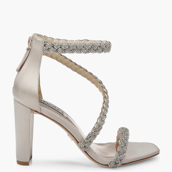 NEW  Badgley Mischka Collection Fenix Embellished Ankle Strap Sandal Soft Gold - Picture 3 of 8